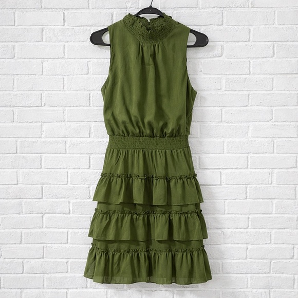 The General Good Dresses & Skirts - Chic Olive Green Ruffled Mini Dress